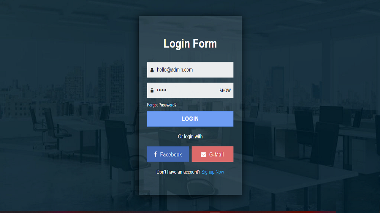 Transparent Login Form HTML CSS & JavaScript