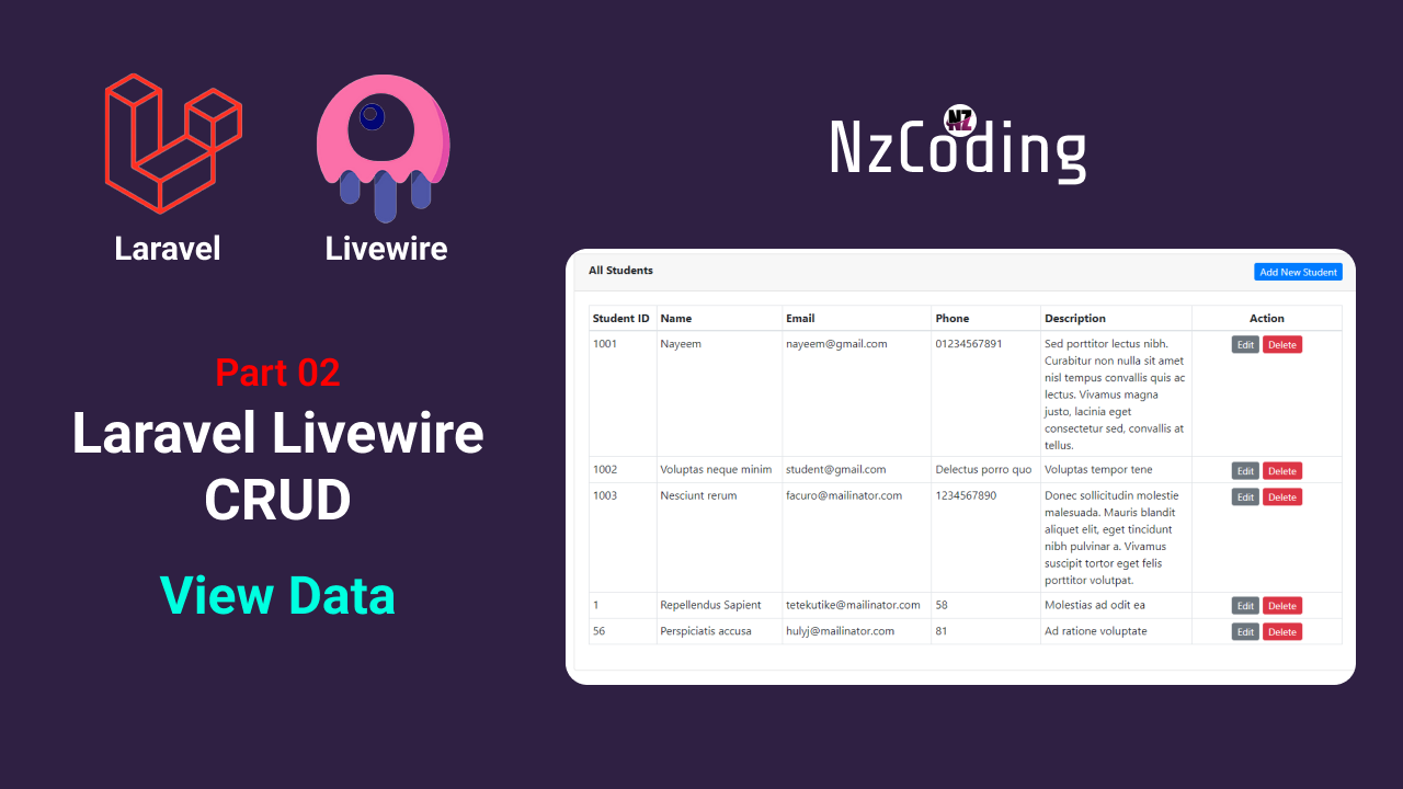 Laravel Livewire Crud - Part 02 (Get Data from Database)