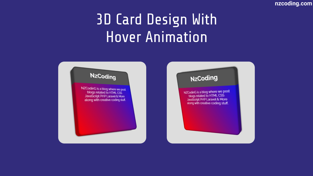 3D Card Design With Hover Animation with Html Css